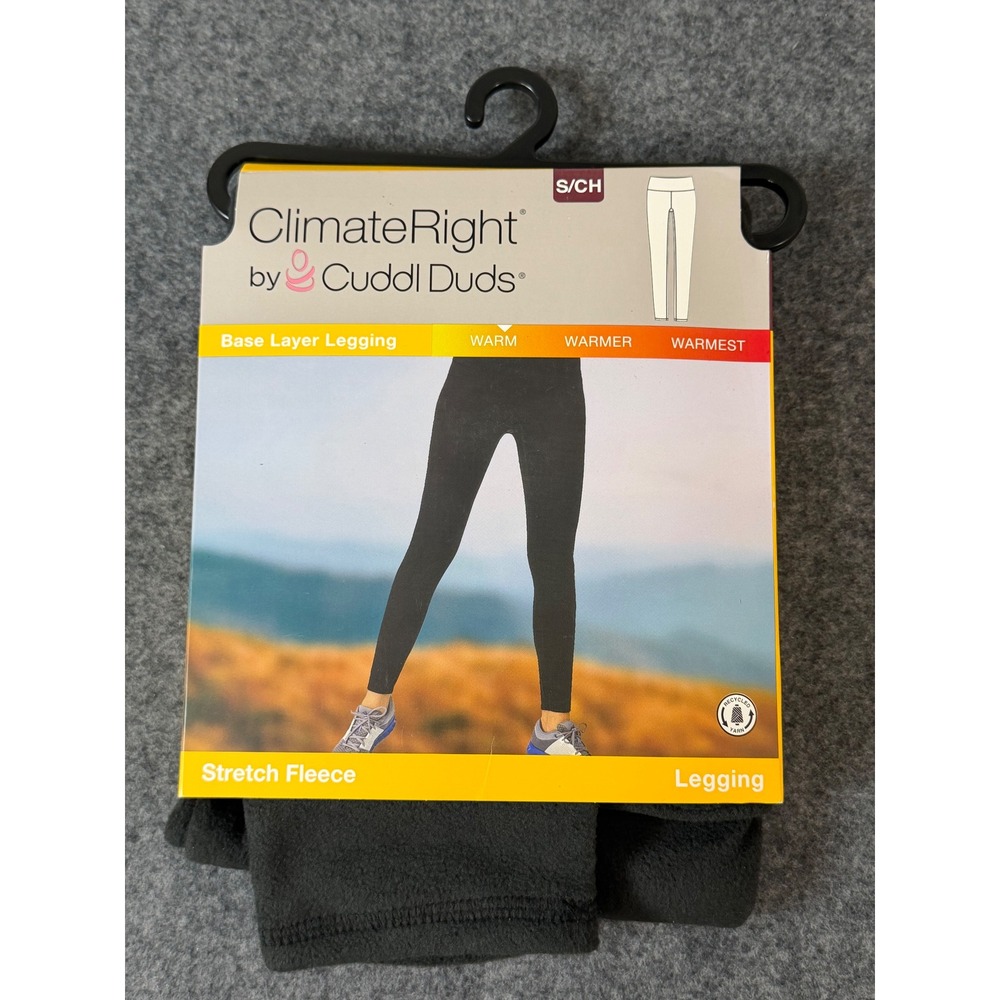 ClimateRight by Cuddl Duds Base Layer Leggings Women S Black New Stretch Fleece